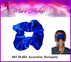 ART. 30.002: Scrunchies en Terciopelo Color Azul Francia