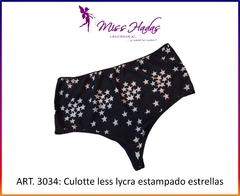 Art.3034: Culotte Less Tiro Alto de Lycra Negro con Estrellas - Miss Hadas Lenceria XL