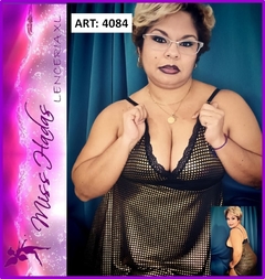 ART. 4084: Camisolin de Lycra negro con Dorado - Miss Hadas Lenceria XL