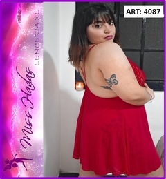 ART. 4087: Camisolin en Microtul Rojo con busto en puntilla - comprar online