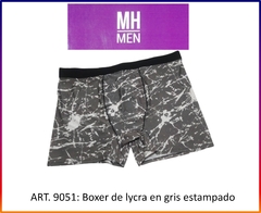ART. 9051: Boxer de Lycra Estampado gris con elastico en la cintura