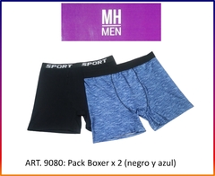 ART. 9080: Pack x 2 Boxers en negro (algodón) y azul(Lycra ) con elástico en la cintura