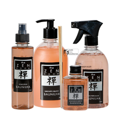 KIT ZEN ROOM BAUNILHA - 1 HOME SPRAY - 1 AROMATIZADOR - 1 AGUA PERFUMADA- 1 SABONETE LIQUIDO - SKU 1479