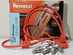 Kit Cables de bujia Ferrazzi Naranja 9mm con bujias Kessel Chevrolet Agile