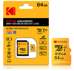 Micro SD 64GB Kodak UHS-I U3 V30 A1 V30 Clase 10 4K Ultra HD - comprar online