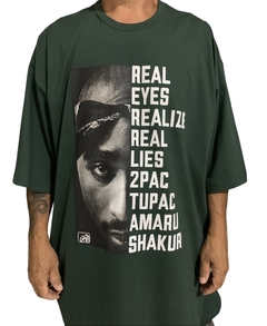 Camiseta rap power oversized tupac real eyes realize real lies 2pac tupac amaru shakur