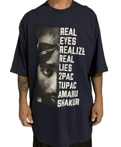 Camiseta rap power tupac real eyes realize real lies 2pac tupac amaru shakur - comprar online