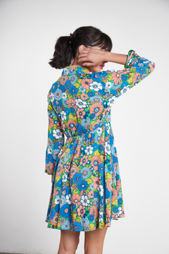 Vestido GUATEMALA - Flower power VERDE - comprar online