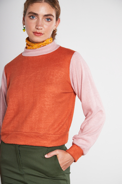 Sweater - DÚO ladrillo/rosa - comprar online
