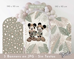 banner mickey y minnie safari jpg para imprimir y decorar cumpleaños