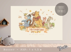 Decoración de fiesta de cumpleaños de Winnie pooh para imprimir y decorar la pared