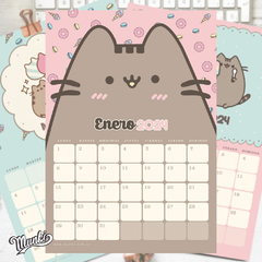 kit imprimible gato kawaii calendario 2024