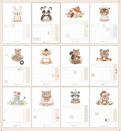 Calendario 2023 PDF Imprimible Animalitos del Bosque Sin feriado - Kits Imprimibles Munki