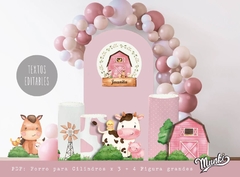 Kit imprimible animalitos de la granja rosa imágenes grandes para imprimir y decorar cumpleaños personalizado