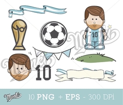 Imágenes PNG y EPS Cliparts de Messi Argentina Mundial - Kits Imprimibles Munki