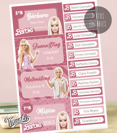 barbie pink printable school tags
