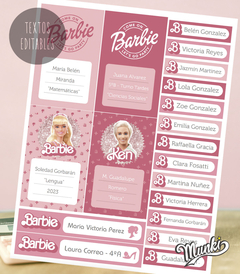 kit etiquetas escolares barbie para imprimir
