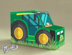 Caja Imprimible Golosinas Tractor Verde sin animalitos Textos Editables 