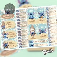 Kit Imprimible Etiquetas Escolares Stitch Textos Editable - tienda online