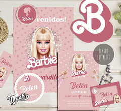 kit imprimible barbie personalizado con nombre para decoracion de cumpleaños