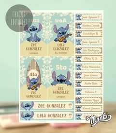 Kit Imprimible Etiquetas Escolares Stitch Textos Editable - comprar online
