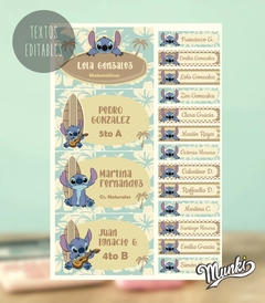 Kit Imprimible Etiquetas Escolares Stitch Textos Editable - Kits Imprimibles Munki