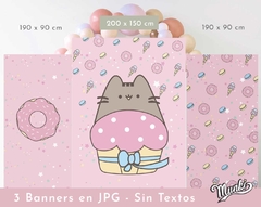 Banner Imprimible Gato Pusheen Rosa para imprimir x 3 diseños JPG Sin Textos - comprar online