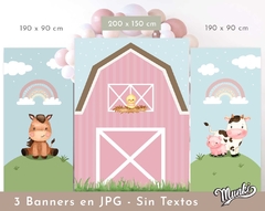Kit imprimible carteles granja granero rosa Banners imagenes jpg