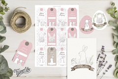 Kit Imprimible Conejos de Pascua Rosa - comprar online