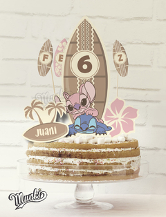 decoración de stitch para cumpleaños, decoración sencilla, cake topper de stith