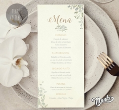 tarjetas para boda menu de mesa imprimible