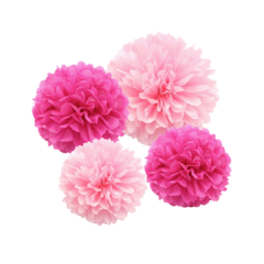 Set pompones de papel Tonos rosas