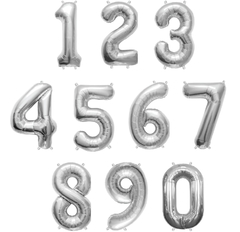 Globos Números Metalizados Plateado 40 cm