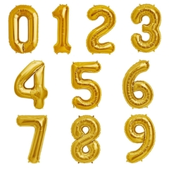 Globos Números Metalizados Dorado 40 cm