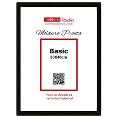 Moldura Pronta Basic 30x40cm Preto c/Vidro Anti Reflexo - Premium