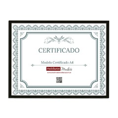 Porta Certificado A4 Preto c/Vidro Anti Reflexo - Premium