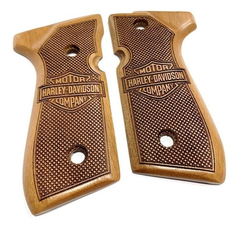 CACHAS Pistola BERETTA 92 Nogal Logo Harley Davidson #7