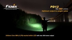 FENIX Linterna Tactica PD-12 de 360 Lumens