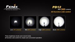 FENIX Linterna Tactica PD-12 de 360 Lumens