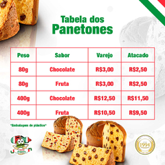 Panetone 400g e Mini Panetone de 80g - PREÇO VAREJO (FABRICAÇÃO PRÓPRIA)