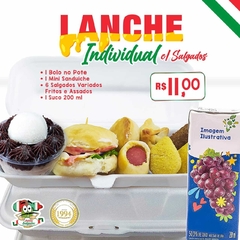 Lanche Individual c/ Salgados + Bolo no Pote (80g) e Suco - Coffee Break