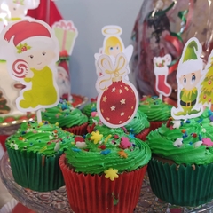 CupCake + Mini Topo De Bolo Tema Natal ( Tamanho M)