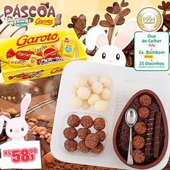 COMBO PÁSCOA 2021 - OVO DE COLHER BRIGADEIRO 350g + CAIXA DE BOMBOM Garoto