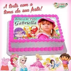 Feminino - Torta Bolo com Papel de Arroz - Tema da sua festa