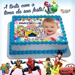 Masculino - Torta Bolo com Papel de Arroz - Tema da sua festa