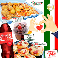 PROMOÇÃO! Combo Hora do Lanche c/ Bolo no Pote!! + Coca - Cola + Mini Pizzas! - comprar online