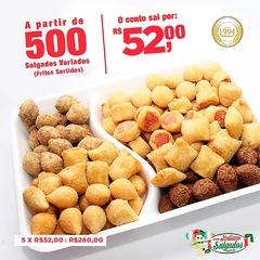 A partir de 500 un Salgados Fritos Variados (6 tipos) - R$ 52,00 cada cento. - comprar online