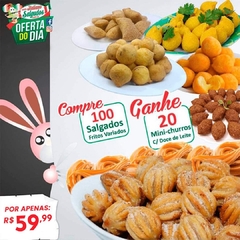 OFERTA Hora Lanche Páscoa: Comprou Ganhou: Salgados Fritos + Mini Churros