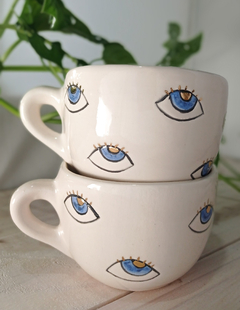 Taza de ceramica redonda, VARIOS DISEÑOS, con oro y tornasol - comprar online