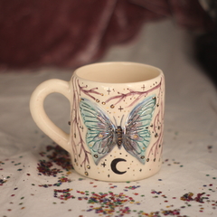 Taza de ceramica encantada, VARIOS DISEÑOS, con oro y tornasol - Astral Objetos cerámica